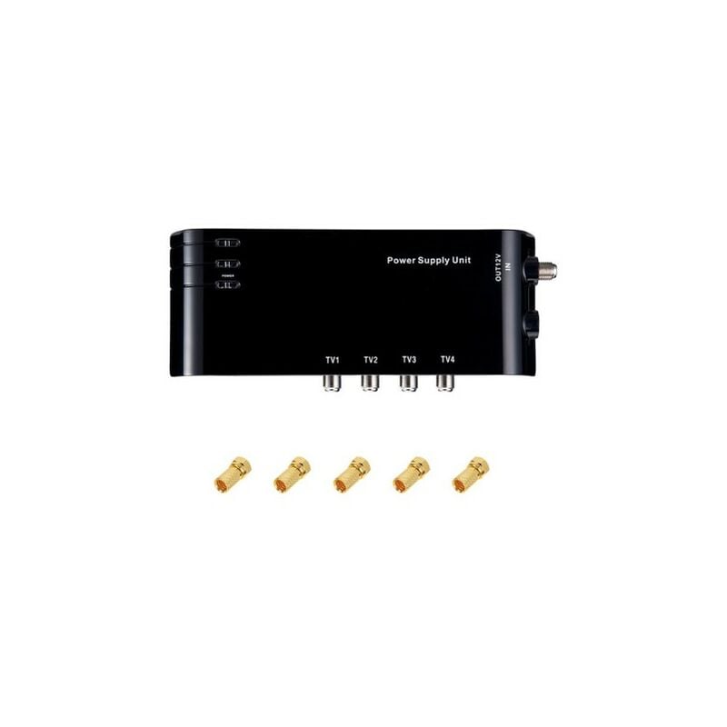 Alimentation d'intérieur Répartiteur 4 Sorties hdtv tnt hd 220/230V + 5 Fiches f - pour répartir Le Signal terrestre sans Perte