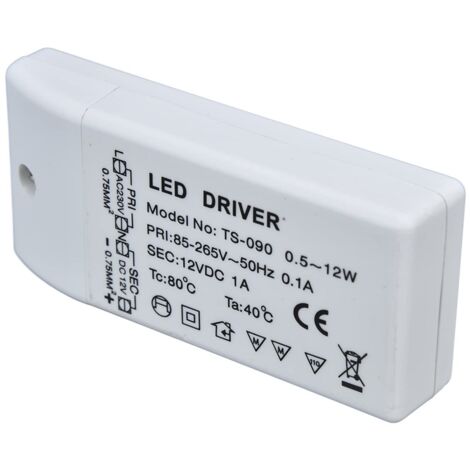 Alimentation du pilote LED, protection contre les courts-circuits, pilote LED multifonction facile à installer 12 W 12 V DC 1 A pour écrans LED pour bandes LED pour éclairage d'armoire.