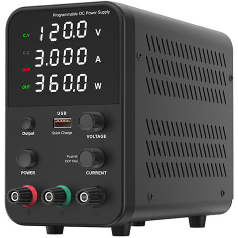 Alimentation électrique continue variable, Régulée numérique 360W 120V 3A, Commutation ajustable CV CC, Port de charge rapide USB