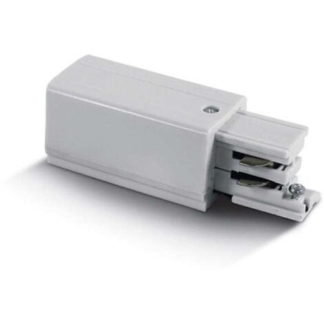 Alimentation embout Terre Droit Pour Rail 3 Allumages Blanc ZAMBELIS