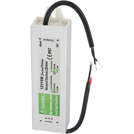 Alimentation étanche 15W pour bande LED, transformateur 12V DC, entrée large 90-250V AC
