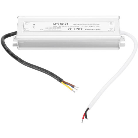 Alimentation étanche DC24V 60W en alliage d'aluminium pour transformateur LED LPV-60-24