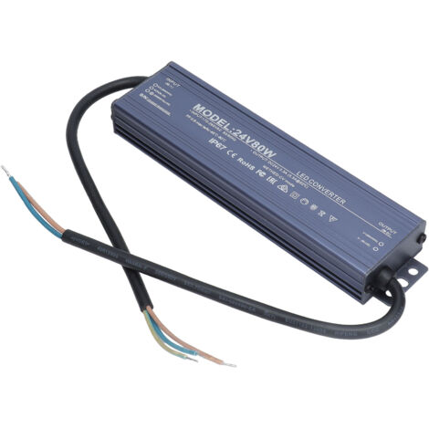 Alimentation étanche LED 24V 80W - Transformateur pour ruban LED - Convertisseur AC/DC IP67