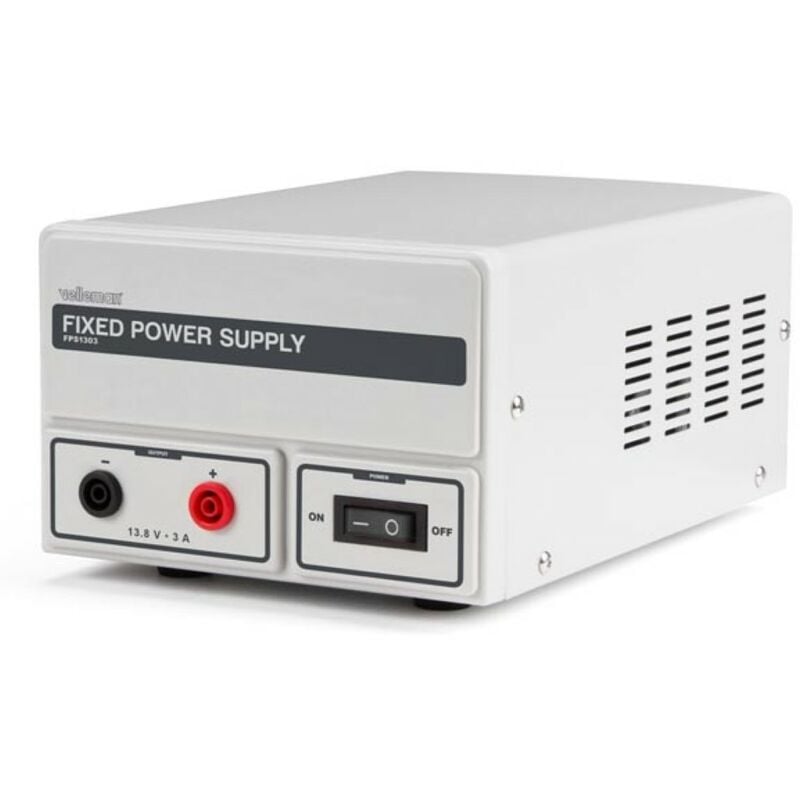 Velleman - Alimentation de laboratoire, non réglable, 13.8 VCC/3 a, limitation de courant, protection contre les courts-circuits, gris
