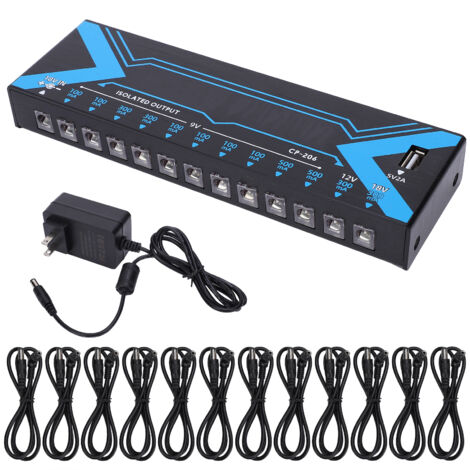 Alimentation Guitare 12 Sorties Protection Court-Circuit Pédale Effet 100-240V (Prise US)