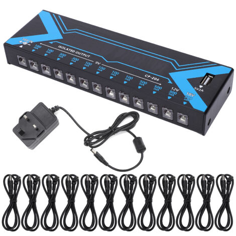 Alimentation Guitare 12 Sorties Protection Court-Circuit Pédales Effets 100-240V (Prise UK)