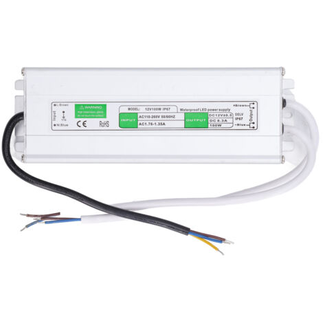 Alimentation LED 100W 12V DC, Convertisseur 110V‑260V AC pour Bandes Lumineuses