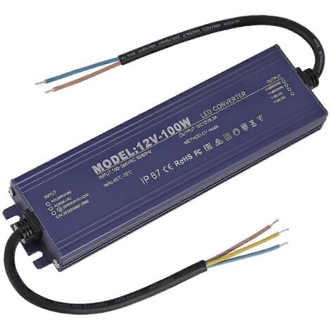 Alimentation LED 12 V étanche IP67, transformateur 12 V 100 W