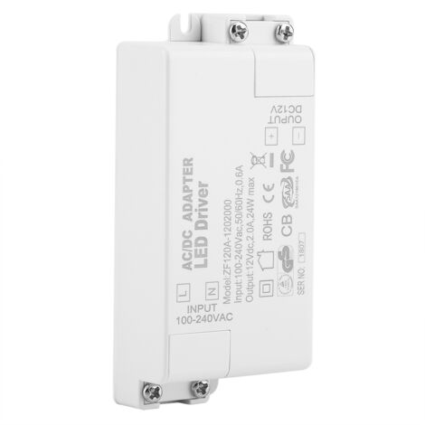 Alimentation LED 12V 24W pour bandeaux lumineux, transformateur secteur AC/DC avec driver SMD (100-240V)