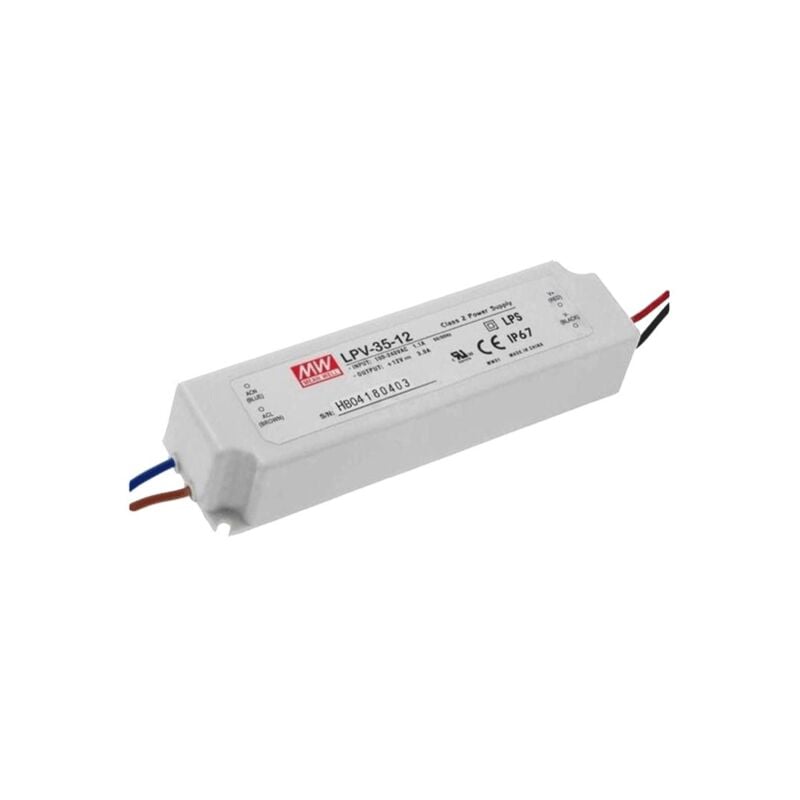 Mean Well - Alimentation led 12V 35W IP67 Entrée 230VAC