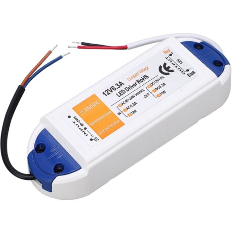 Alimentation LED 12V 72W pour Ruban LED, Spot LED et Projecteur LED, 6.3A AC90‑240V