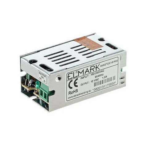 Alimentation LED 15W 12V 1,2A Métal IP20 ELMARK