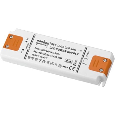 goobay LED-Trafo 12 V/20 W - 12 V Gleichspannung (DC) für LEDs bis 20 W Gesamtlast (30002)