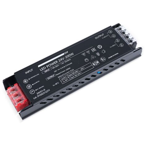 Alimentation LED 24V 200W extra-plate - 8.3A - Haute efficacité