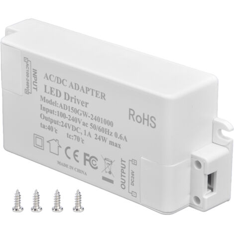 Alimentation LED 24V 24W 1A, tension constante, ignifuge, haute efficacité, pour projets DIY, AC 100‑240V
