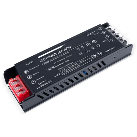 Alimentation LED 24V 300W extra-plate - 12.5A - Haute efficacité