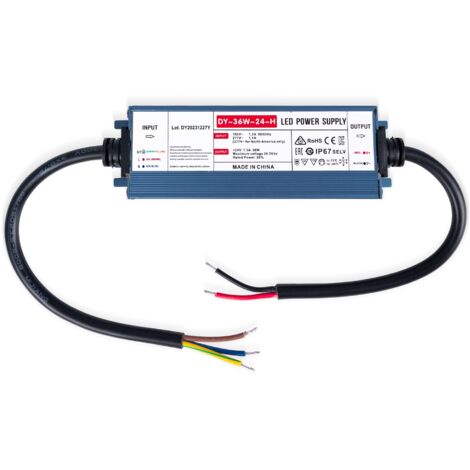 Alimentation LED 24V étanche 36W extra-plate - 1.5A - IP67