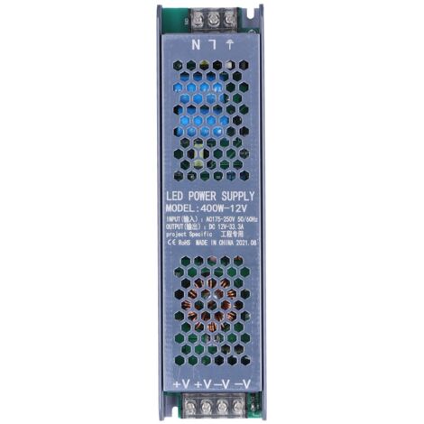 Alimentation LED 400W Noir 12V 33.3A pour Bandes Lumineuses Longues - Transformateur Secteur AC175-250V