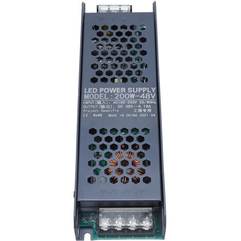Alimentation LED 48V 200W pour ruban lumineux, transformateur découpage AC180-250V, 4.16A, couleur noir