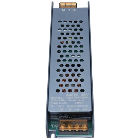 Alimentation LED 48V 400W pour ruban lumineux, transformateur à découpage AC180-250V, 8.4A, couleur noir