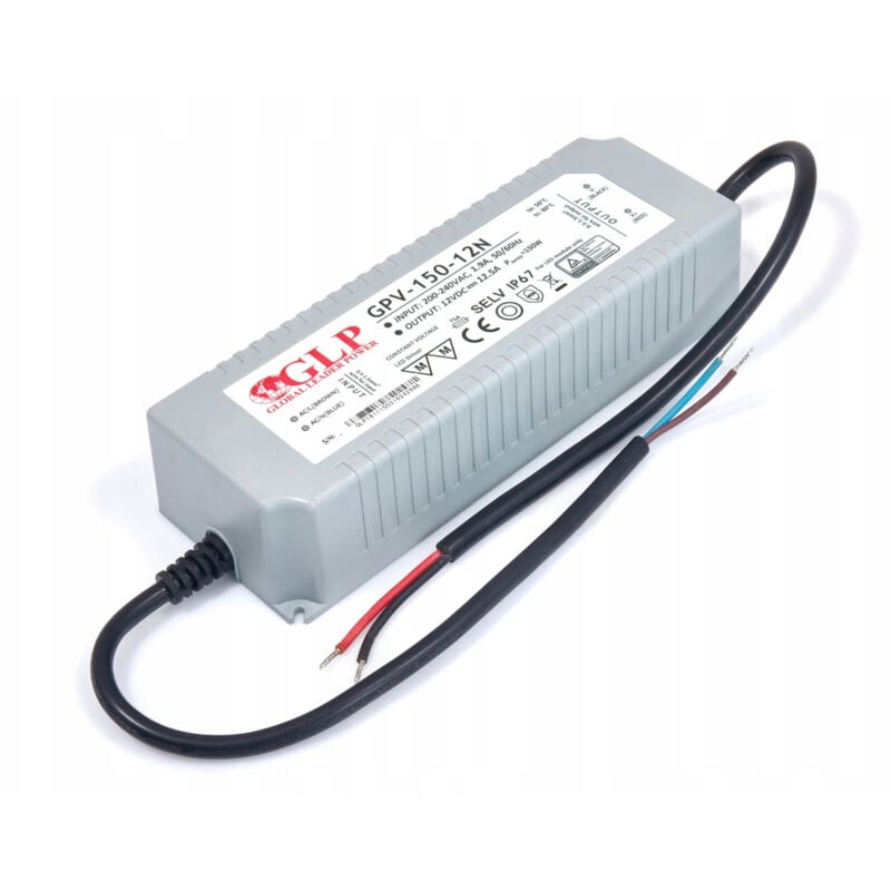 Alimentation led hermétique gpv 150 w 12,50 a 12 v cc IP67 GPV-150-12