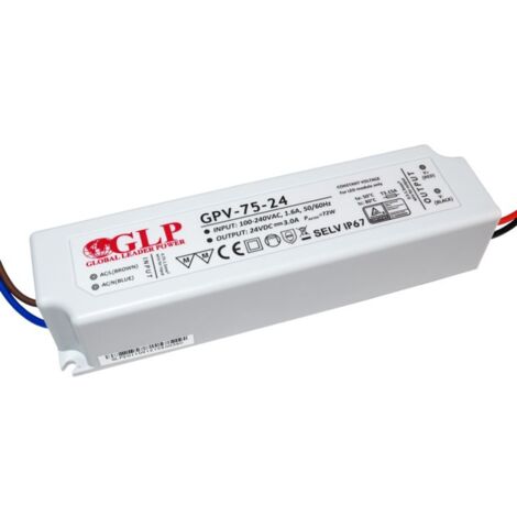 Alimentation LED DC24V 75W 3A Étanche IP67 GLP