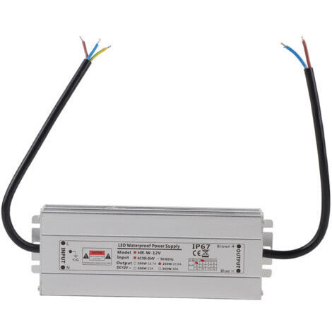 Alimentation LED de 250 W, transformateur piloté étanche IP67 (12 V, 20,8 A, modèle HRW-12V250W)