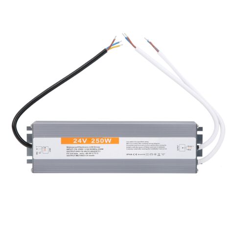 Alimentation LED étanche 250W, transformateur DC 24V pour éclairage extérieur