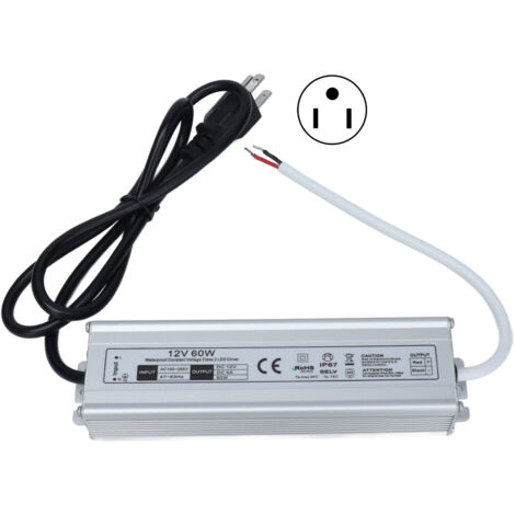 Alimentation LED étanche 60W IP67 - Transformateur 12V AC100-265V - Bloc d'alimentation pour bandeau LED étanche