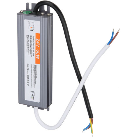 Alimentation LED étanche 60W ultra-plate, transformateur AC 110-250V 50/60Hz sortie DC 24V, pour bande LED