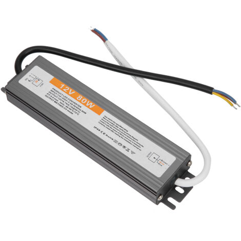 Alimentation LED étanche 80W ultra-mince, entrée AC 110-250V 50/60Hz, sortie DC 12V pour éclairage
