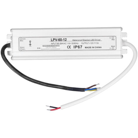 Alimentation LED étanche DC12V 60W en alliage d'aluminium pour éclairage extérieur LPV-60-12