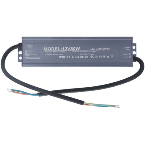 Alimentation LED étanche IP67 12V 6.6A - Transformateur pour éclairage 170-265V AC