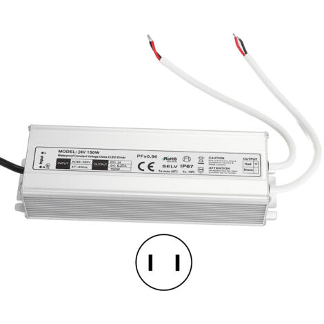 Alimentation LED étanche IP67 150W 24V 6.25A transformateur AC85‑265V pour éclairage extérieur