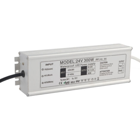 Alimentation LED étanche IP67 300W 24V, transformateur 12.5A, prise européenne AC 265V, adaptateur constant pour éclairage extérieur