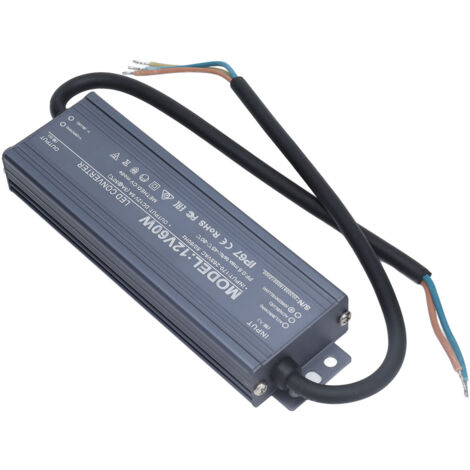 Alimentation LED étanche IP67 60W 12V 5A, driver à courant constant pour bande lumineuse, AC170-265V.