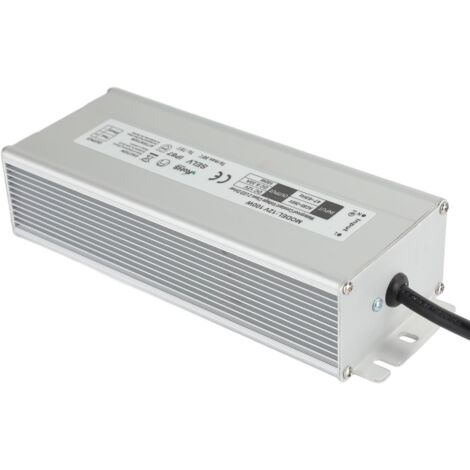 Alimentation LED étanche IP67 compacte, haute efficacité énergétique, entrée AC 100-265V, sortie 12V DC, prise européenne.