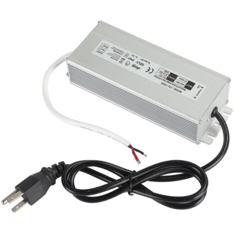 Alimentation LED étanche IP67, petite taille, haute efficacité, protection de sécurité, entrée AC 100‑265V, prise US, sortie 12V.
