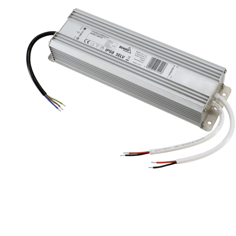 Bemko - Alimentation led étanche IP68 - 24V 150W - Transformateur dc hermétique - 248x72x45mm
