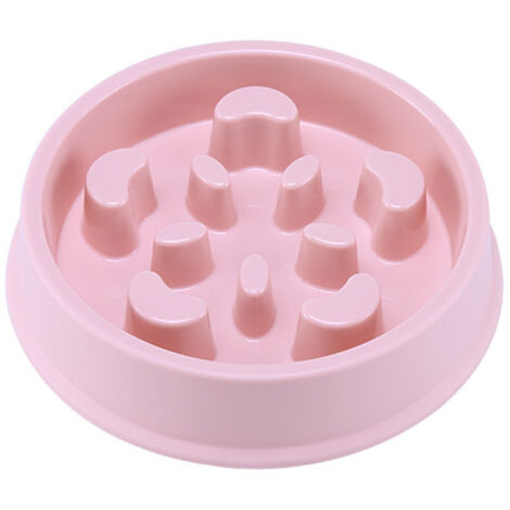 Alimentation lente pour chiens, bol pour chiens à alimentation lente, bol à alimentation lente pour chiens de petite taille moyenne et animal,bol chien antidérapant (rose)