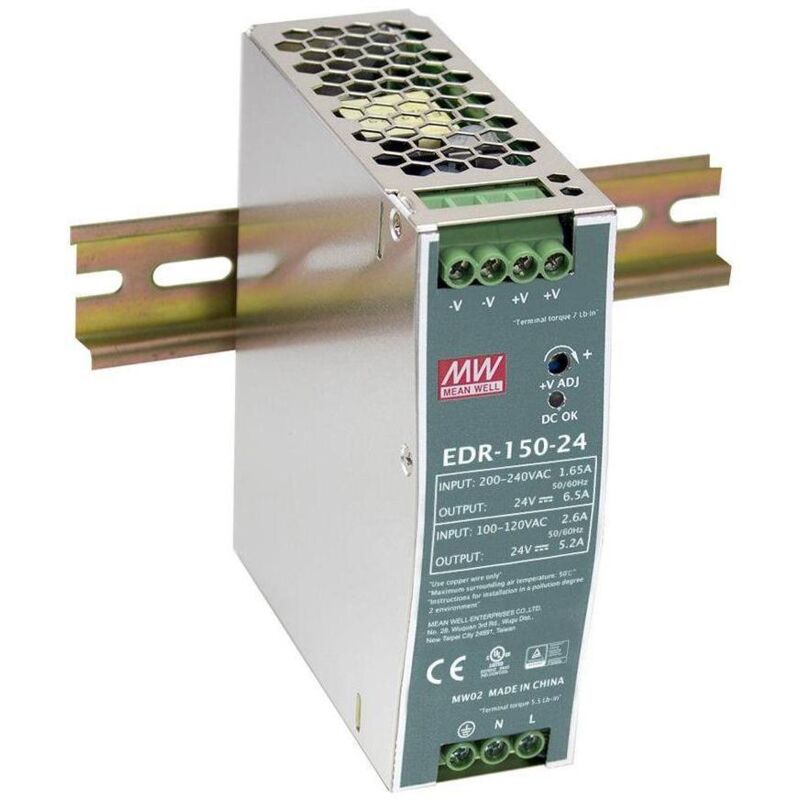 Mean Well - Alimentation 24V dc 150W 6.5A EDR-150-24 pour Rail din 150 w