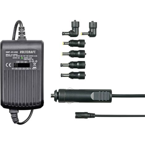 Alimentation PC portable VOLTCRAFT SMP-45 USB 45 W 9.5 V/DC, 12 V/DC, 15 V/DC, 16 V/DC, 18 V/DC, 19 V/DC, 20 V/DC 3 A S95885