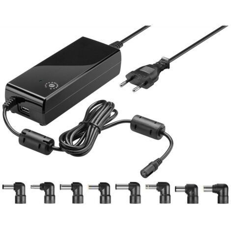Alimentation pour Ordinateur Portable 90 W, incl. 8x adaptateurs DC et 1x prise USB-A, 12 V - 22 V jusqu'à 4 A max..