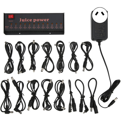 Alimentation pour Pédales de Guitare 12 Sorties Isolées 9V/12V/18V 100mA-500mA 100-240V