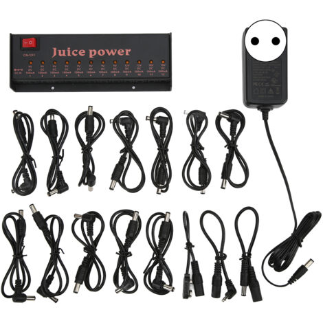Alimentation pour Pédales de Guitare 12 Sorties Isolées 9V/12V/18V 100mA-500mA 100-240V EU