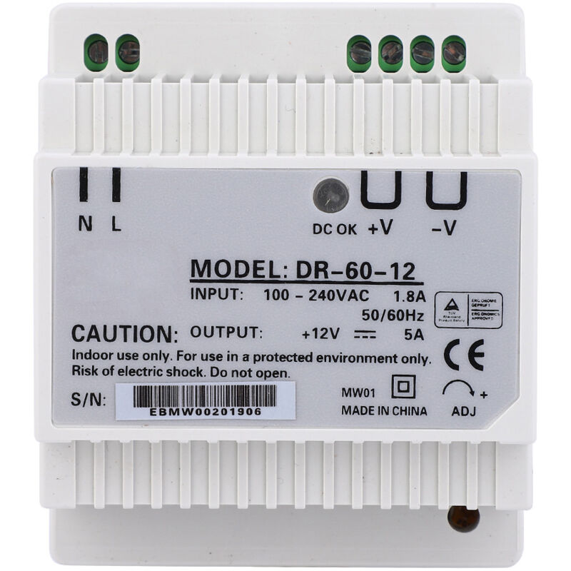 Ineasicer - Alimentation Pour Rail Din 1 Pièces Dr-60-12 Sortie Unique Rail Din Alimentation Transformateur De Tension Affichage Led 60w Convient à