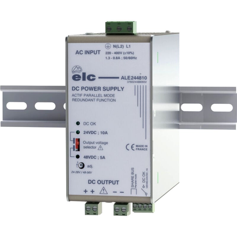 ELC - Alimentation pour rail din série ale din rail, 24 48V c.c.out 10A, 240W ( Prix pour 1 )
