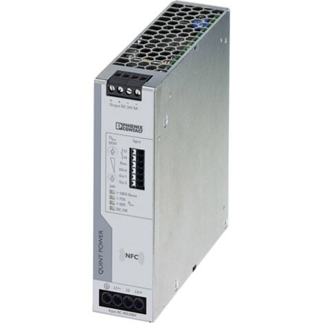 Alimentation pour rail DIN Phoenix Contact, série QUINT4-PS/3AC/24DC/5, 24V c.c.out 5A, 400V c.a.in, 120W ( Prix pour 1 )