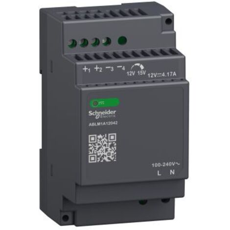 Alimentation pour rail DIN Schneider Electric, série ABLM1A, 12V 4.17A, 100 240V c.a. ( Prix pour 1 )