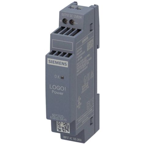 Alimentation pour rail DIN Siemens, série LOGOPOWER, 12V c.c.out 900mA, 230V c.a.in, 10.8W ( Prix pour 1 )